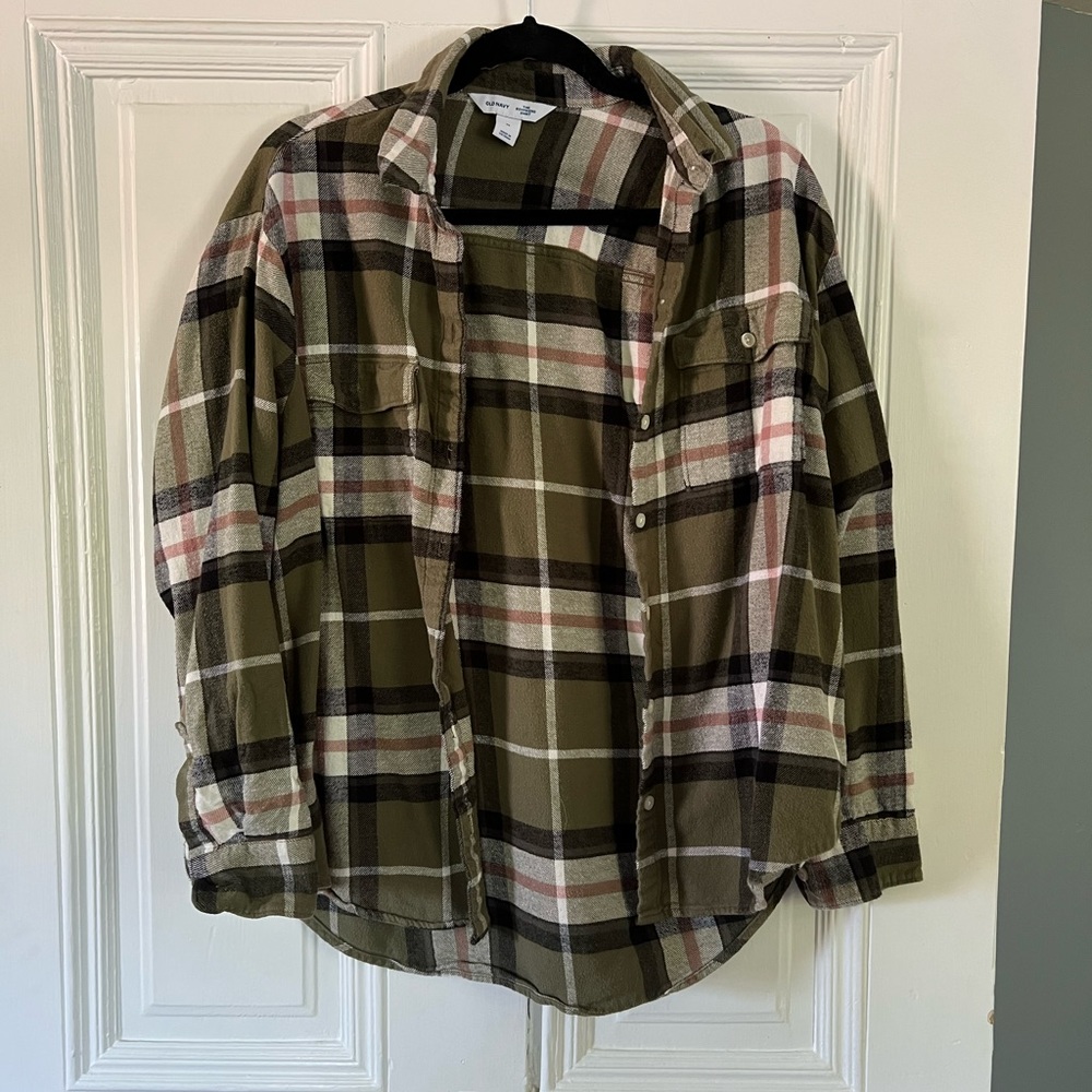 Olive and green flannel